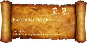 Ruzicska Nándor névjegykártya